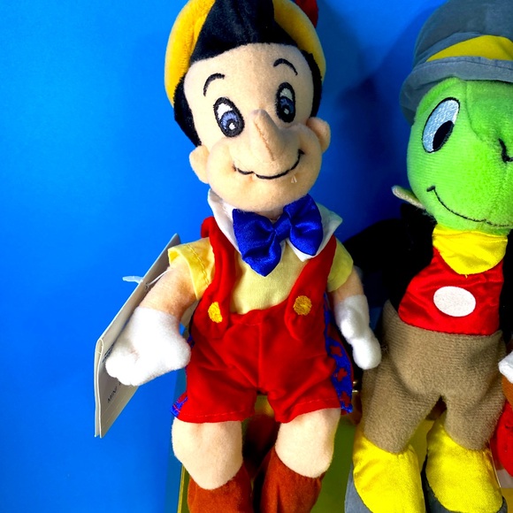 DISNEY EXCLUSIVE NWT VTG 90s PINOCCHIO GEPPETTO JIMINY CRICKET BEAN BAG PLUSH - Picture 5 of 15